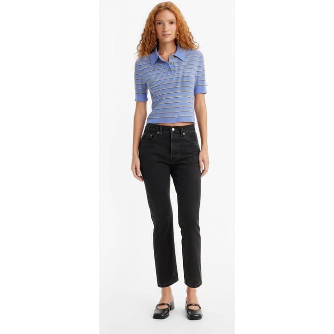 Levi's 501 Crop Lunar Black Clean Hem Größe: W27L30 | Slim Jeans Outlet | Damen | Schwarz