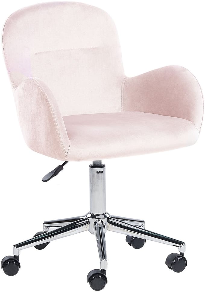 PRIDDY - Bureaustoel - Roze - Fluweel