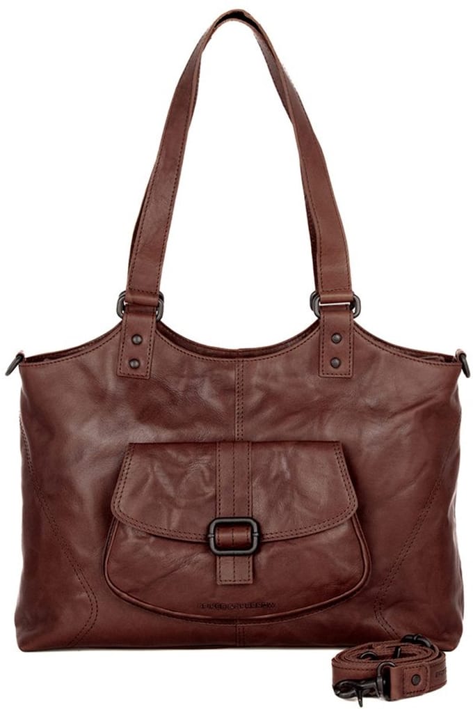 Leren Laptop / Schoudertas - 15.6 inch - Kalynn - Donkerbruin