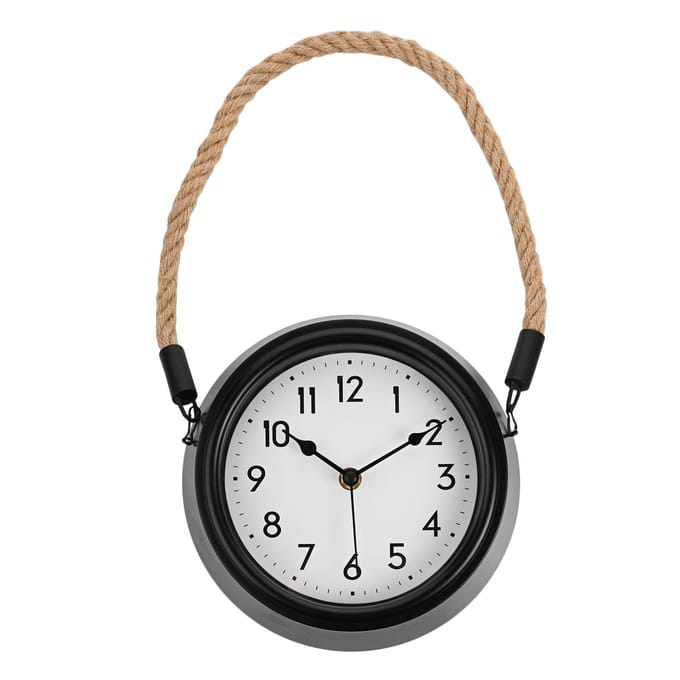 Hometime Wandklok met Touwhanger One Size zwart