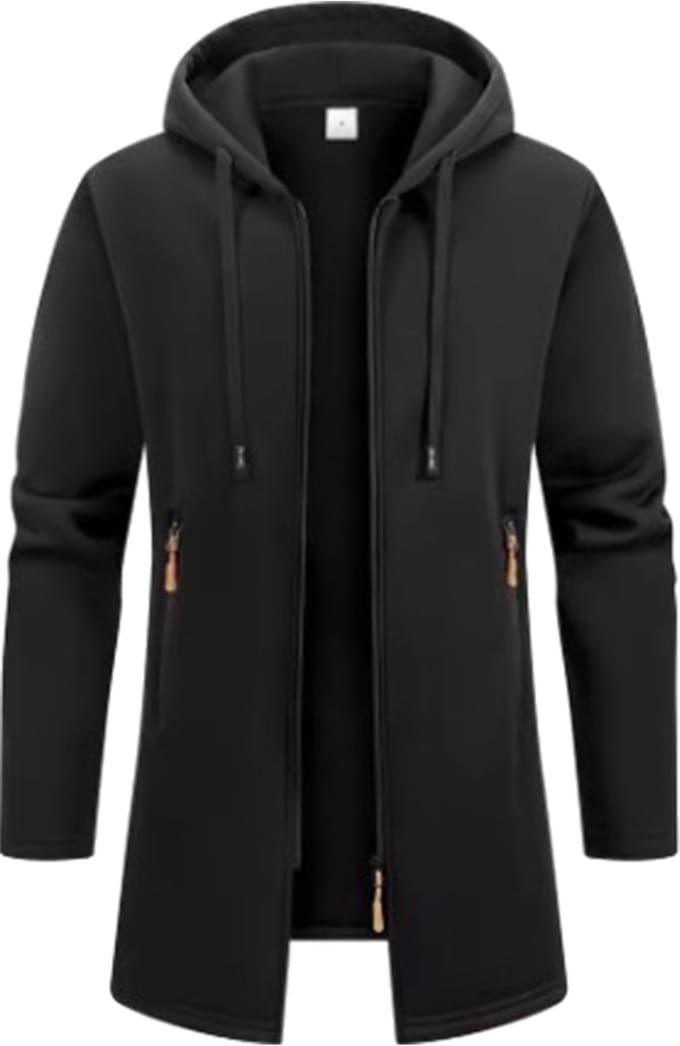 Lange designer vest met Rits Getailleerd - Jas - Lang - Zwart - Rits