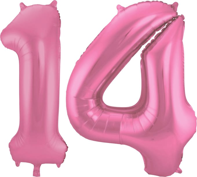 Folat Verjaardag Leeftijd folieballon - 14 jaar - roze - 86 cm - cijferballon groot