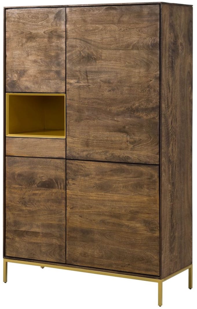 MASSIVMOEBEL24.DE mango highboard bruin massief hout 111x45x175 cm (BxTxH) geolied gemonteerd CHICAGO deels massief #109