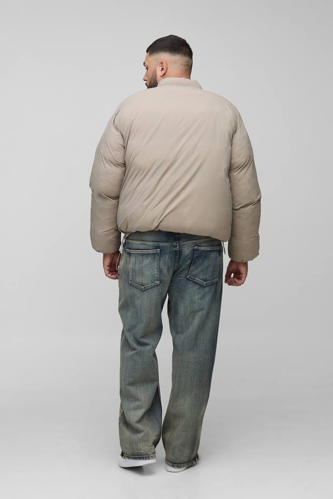 Plus Mono Gewatteerde Oversized Bomberjack | Taupe | Size 2XL