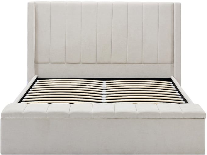 Vente-unique Bed met opbergruimte stof beige 140 x 190 cm