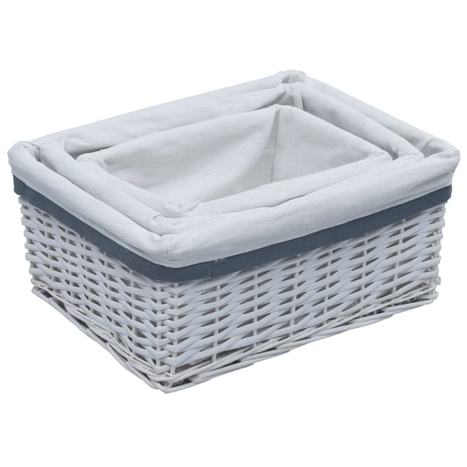 vidaXL - 3-delige - Mandenset - stapelbaar - wilgen - wit