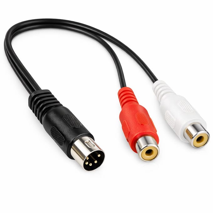 DIN naar tulp kabel - 0.2 meter - Zwart - Allteq
