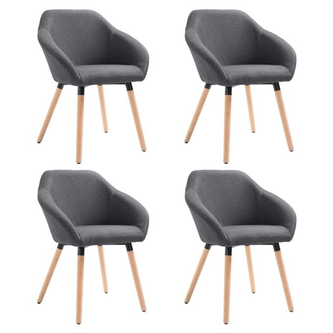 vidaXL - Eetkamerstoelen - 4 - st - stof - donkergrijs