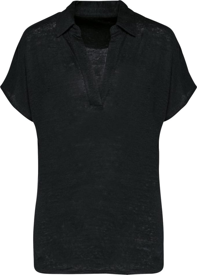 Spasso Linnen damespolo SP221 - Black - M