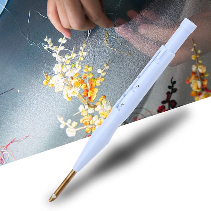 Borduur naald punch verstelbare naald pen kit gereedschap voor DIY knutselen white