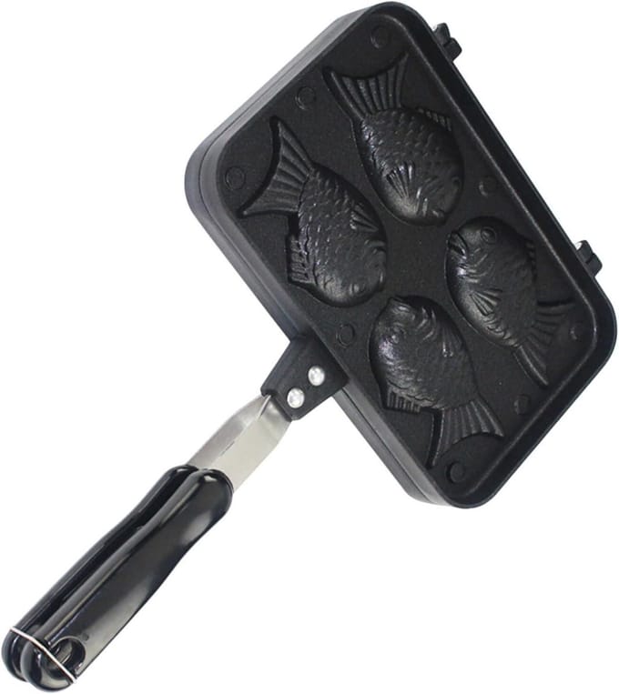Wafelijzer Visvorm - Pannenkoekvorm Bakplaat - Creatief Bakken - Non-stick Coating - 34.5 x 24 cm - Zwart