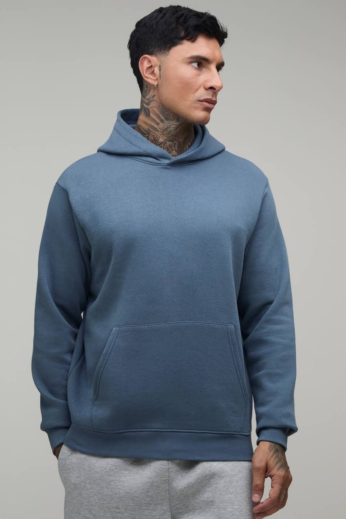 Tall Essential Regular Fit Over The Head Hoodie | Vintage Blue | Size Large