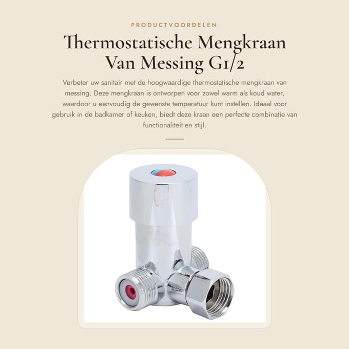 Dailygoods- Thermostatische Mengkraan - Messing - G1/2