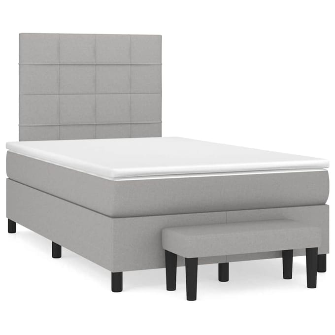 vidaXL - Boxspring - met - matras - stof - lichtgrijs - 120x190 - cm