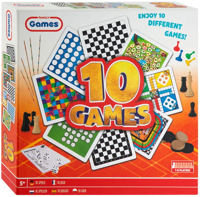 Creative Craft Group bordspellen box klassiek 10-in-1 spelletjes set.