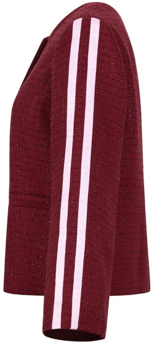 Comfortabele Geweven Polyester Damesjas met Ruitpatroon en Ronde Hals - Rood - Maat L