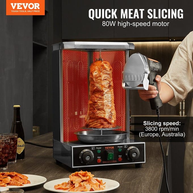 Elektrisch Shawarma Mes Turkse Doner Kebab Vlees Gyro Snijder met 2 Mesjes