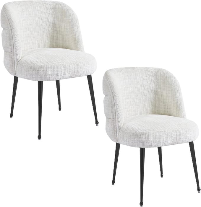 Kadirelli - Eetkamerstoel - Set Van 2 - Wit - Microfiber Stof - Microvezel - Modern - Hotel Chique
