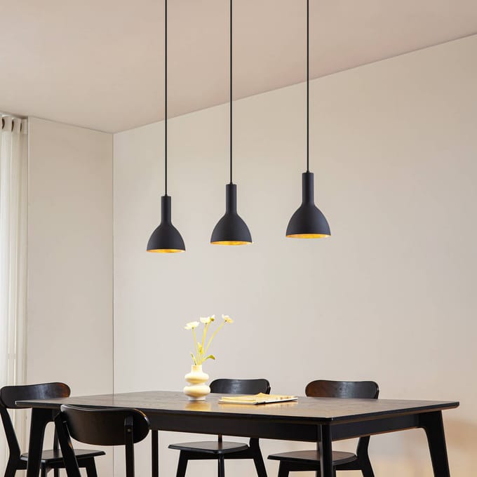 Arcchio - hanglamp - 3lichts - Staal - H: 26 cm - E27 - zwart, goud