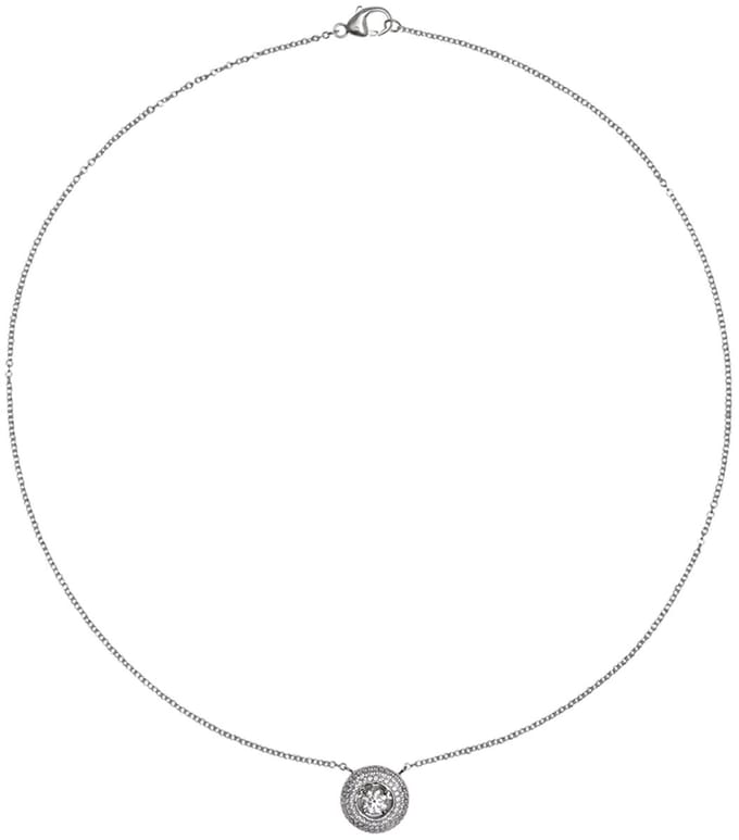 Diamonfire - Zilveren collier met hanger 43 cm - Pave bezet - Rond