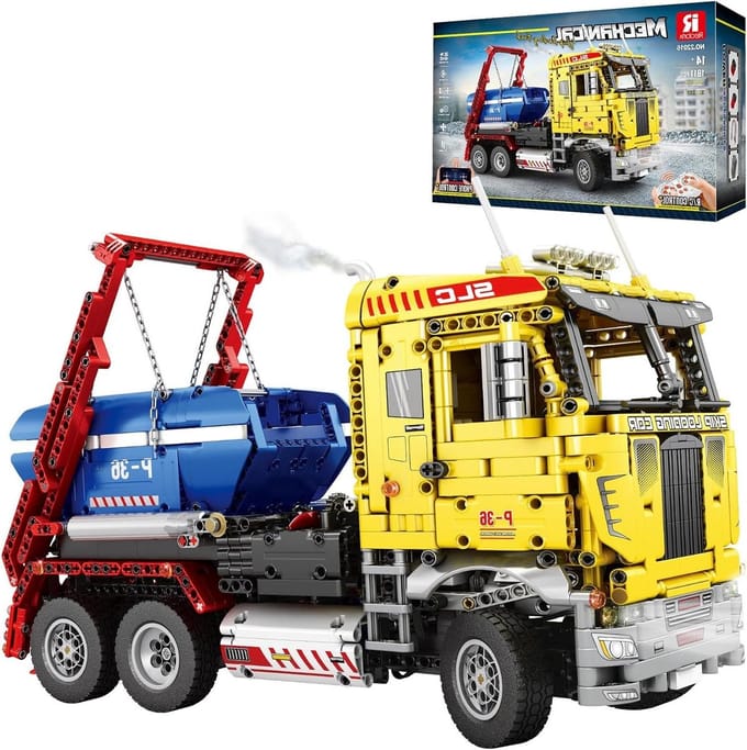 Bouwset Skiploader - Constructie Voertuig - Uren Speelplezier - Gedetailleerde Instructies - 39 cm Lengte - Geel