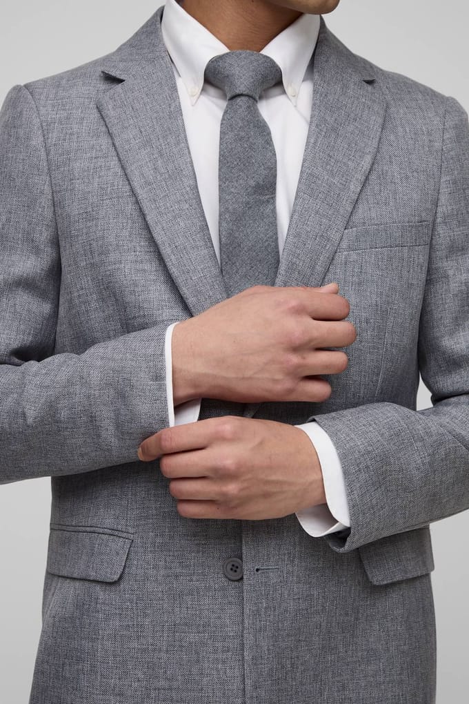 Slim Fit Single Breasted Suit Jacket | Grey | Size Medium