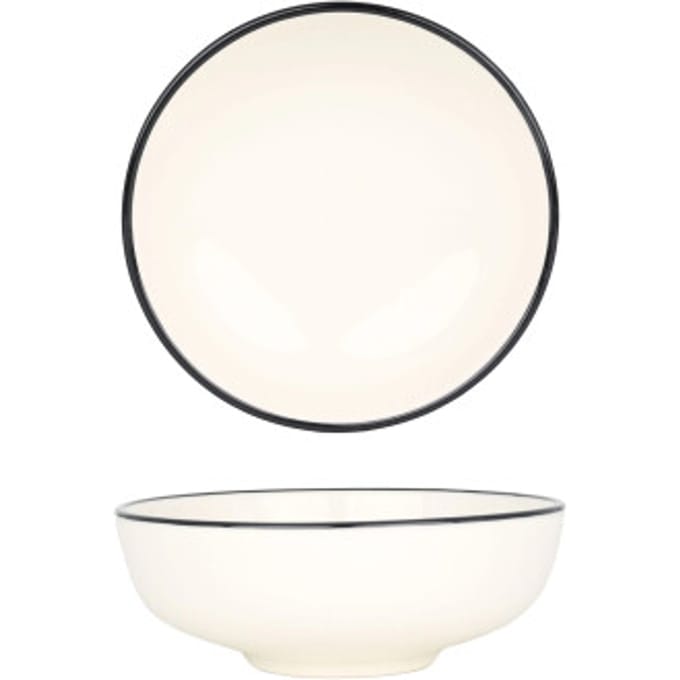 Bonna Kommetje - Linea Black - Porselein - 14 cm (450cc) - set van 6
