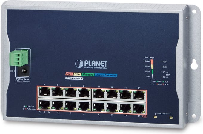 PLANET WGS-4215-16P2S - Netwerk Switch - Managed - L2 - PoE