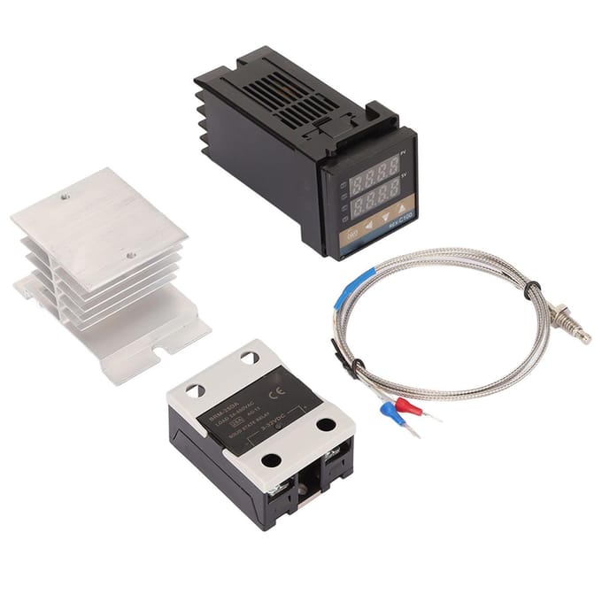 PID Temperatuurregelaar Set K Type Thermokoppel Koellichaam Relais Thermostaat Houder voor Boerderij white