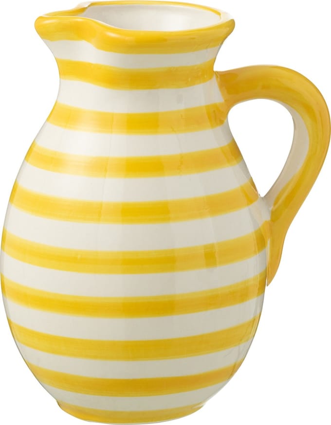 J-Line kruik Granada Stripes - keramiek - wit/geel - large