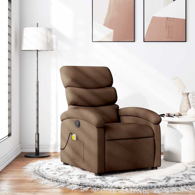 vidaXL - Massagestoel - verstelbaar - stof - bruin