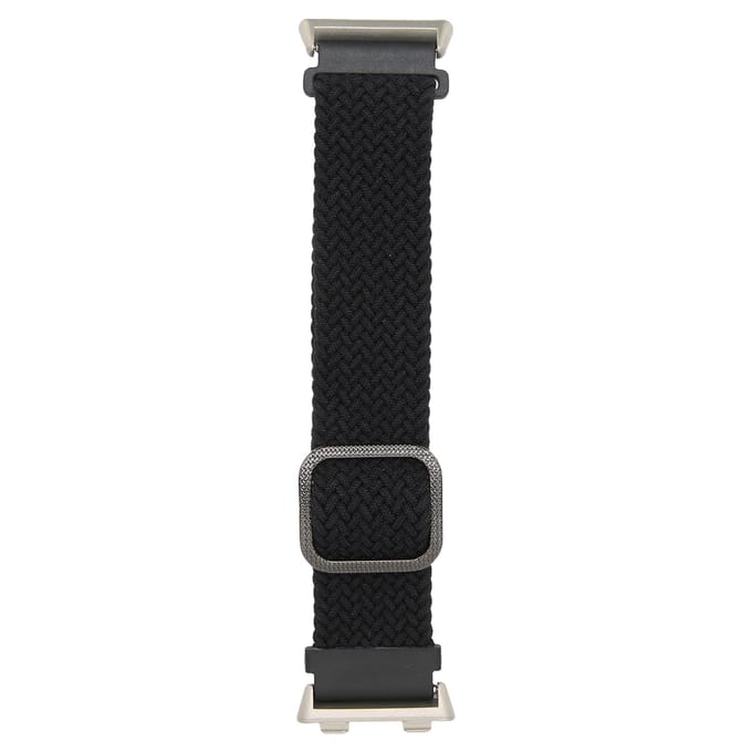 Bracelet de Montre Connectée Réglable pour Oppo Watch 2 46mm Boucle Élastique Tricotée de Remplacement Noir white