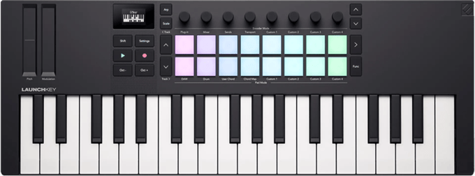 Novation Launchkey Mini 37 MK4 - Compacte MIDI Keyboard Controller - 37 Mini-Toetsen - 16 FSR Pads - OLED Display - USB-C