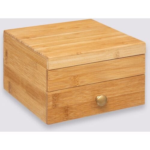 Bamboe sieradendoos met spiegel Five® - Hout - Met deksel | Sorteervakken