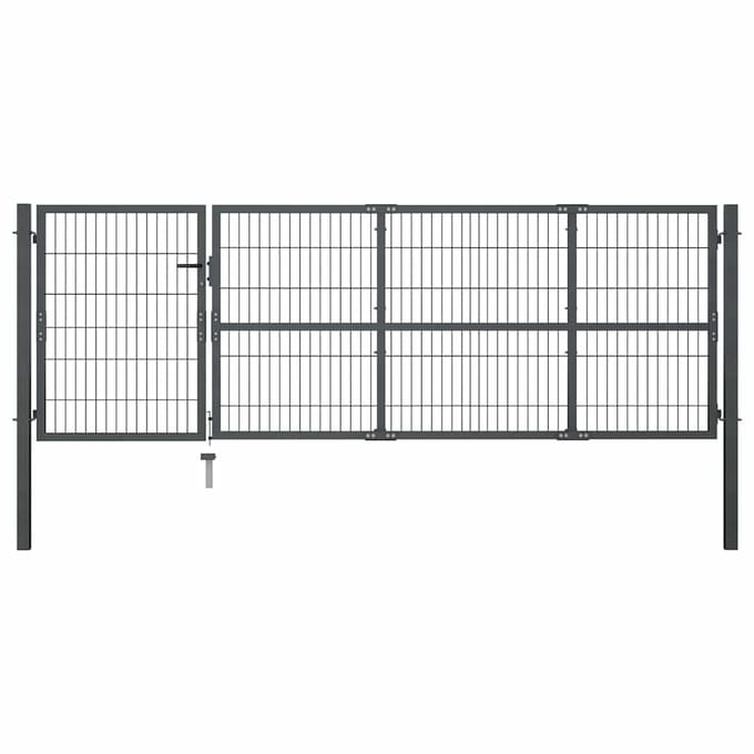vidaXL - Tuinpoort - met - palen - staal - 350x100 - cm - antraciet