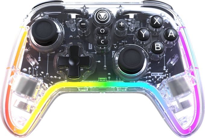 Snakebyte Gamepad S2 - Draadloze Controller - Geschikt voor Nintendo Switch 2 - RGB - Transparant