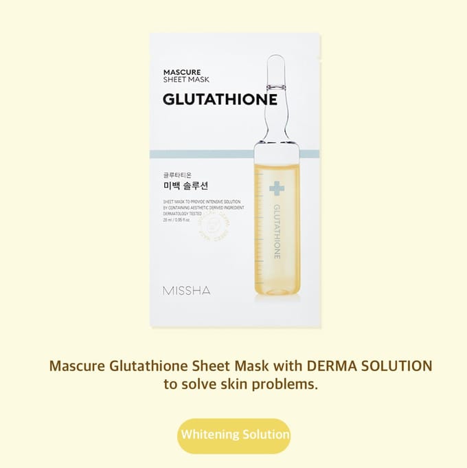MISSHA Mascure Sheet Mask Glutathion Whitening Solution 28 ml * 10 vellen white