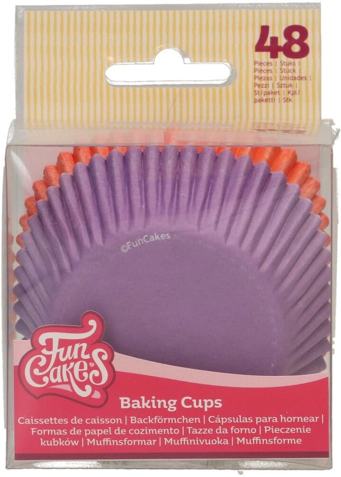 FunCakes Baking Cups - Paars, Oranje - 48 Stuks - Cupcake Vormpjes Papier