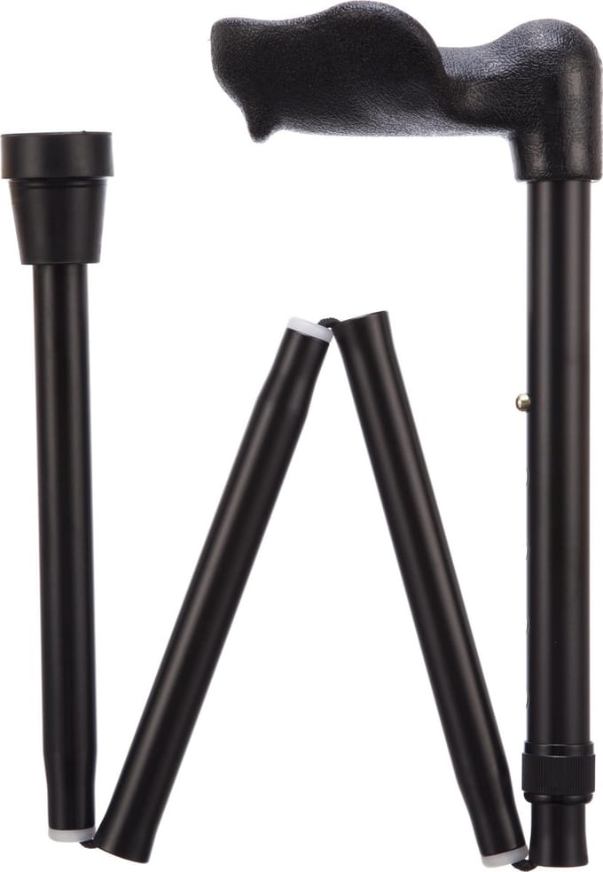 Opvouwbare wandelstok comfortgrip - zwart links
