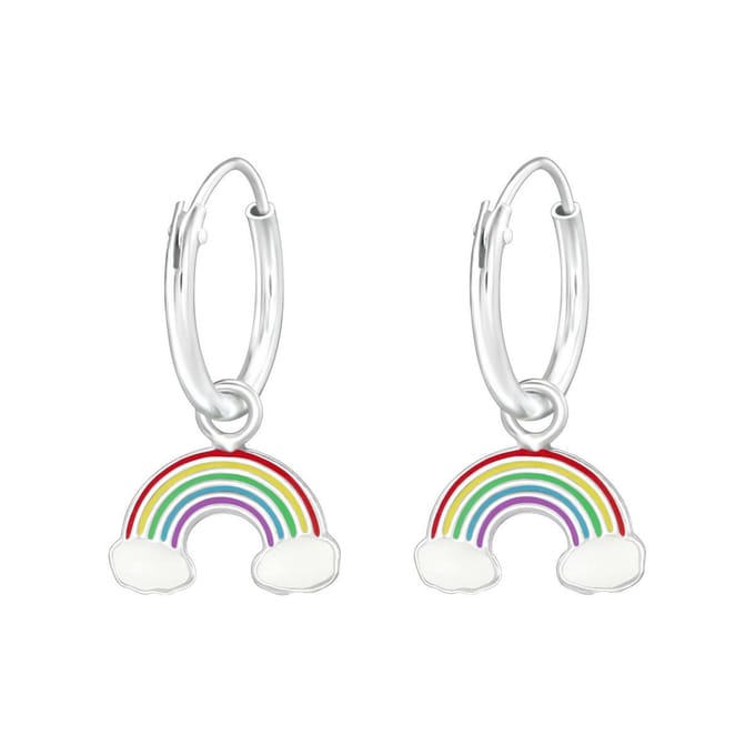 Princess Oorbellen Alida - 925 Zilver E-Coating - Regenboog - 10x6mm - ∅12mm