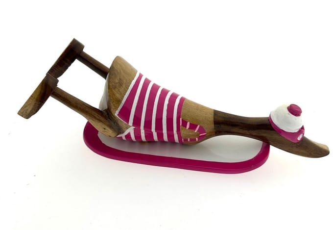 Houten eend Kiayo surfboard neon pink