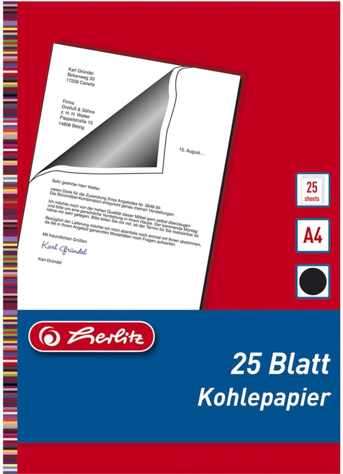 Herlitz carbonpapier - DIN A4 - inhoud: 25 vel