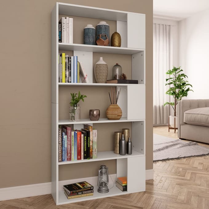 vidaXL - Boekenkast - / - kamerscherm - 80x24x159 - cm - bewerkt - hout - wit