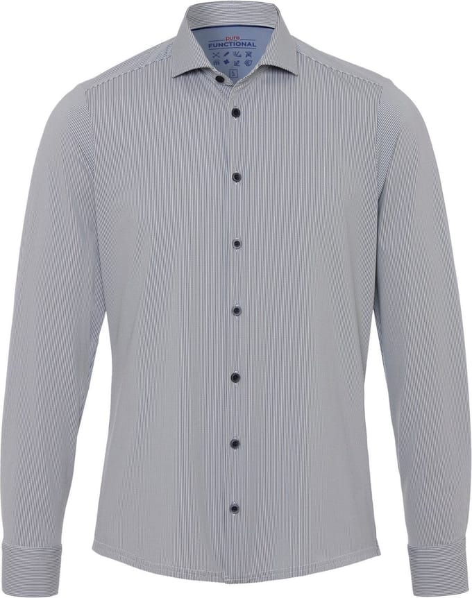 Pure The Functional Shirt Patroon Donkerblauw - Maat 43 - Heren - Overhemden Formeel