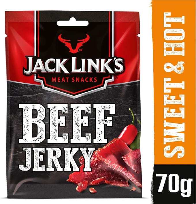Jack Link's Beef Jerky (12x60g) Sweet & Hot - Functionele voeding - Eiwit Snacks