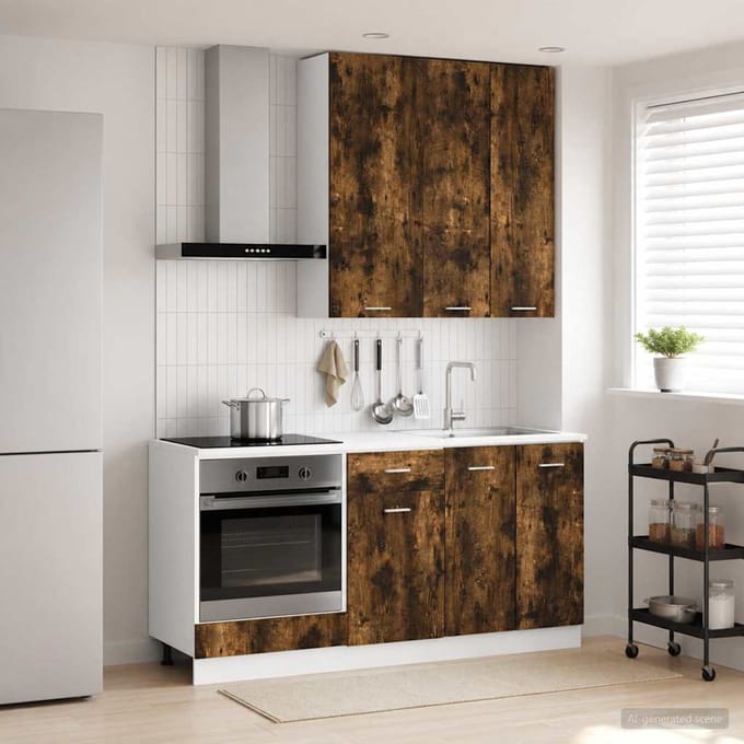 vidaXL - Keukenblok - LYON - 5 - st - Gerookt - eiken - Bewerkt - hout