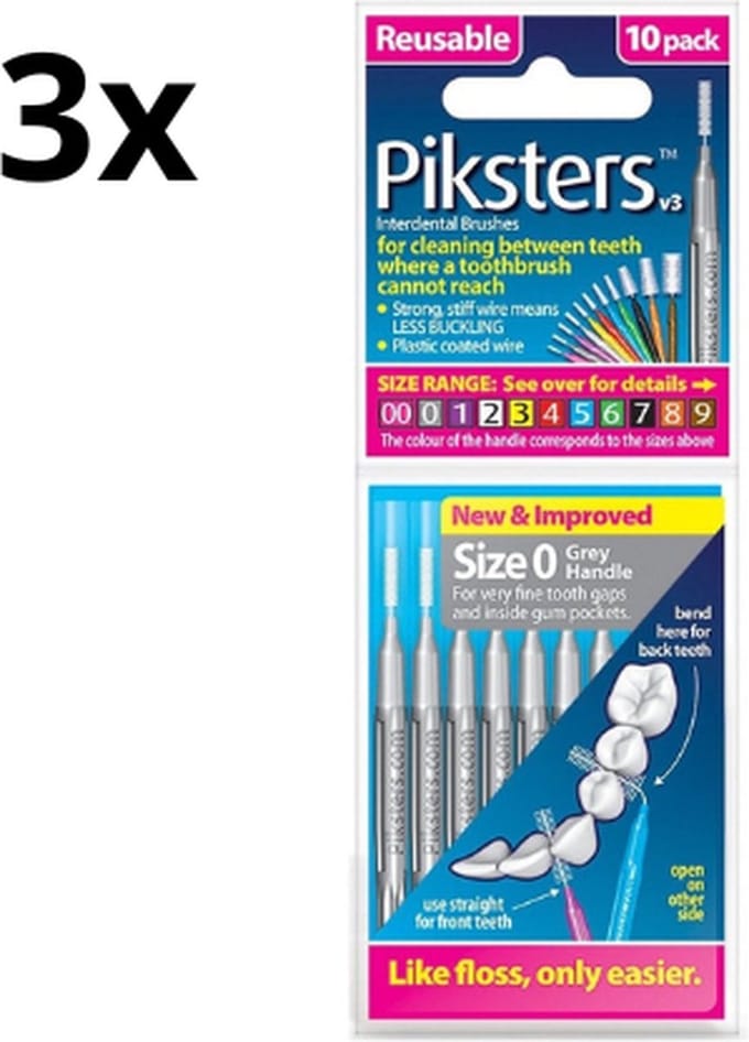 Piksters 0 Grijs 0.35mm - 3 x 10 stuks - Voordeelverpakking