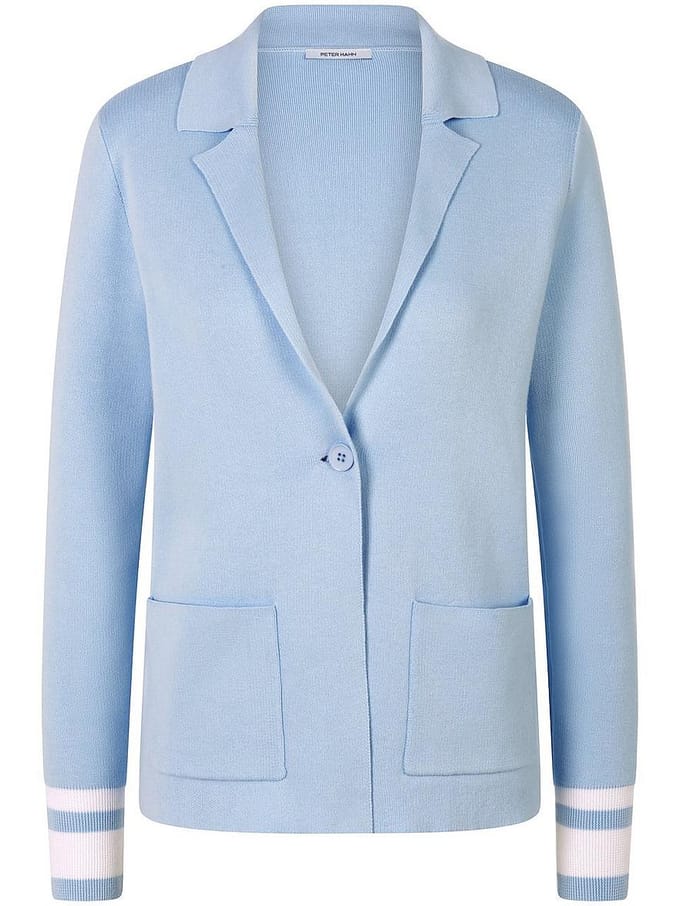 Tricotblazer 100% katoen lange mouwen Van Peter Hahn blauw