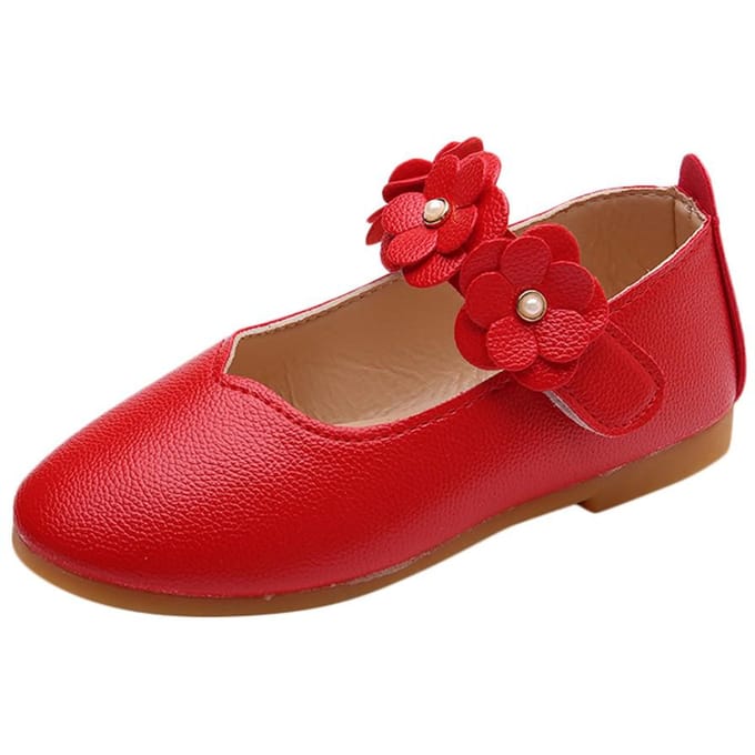 Enfants enfant bébé filles solide fleur étudiant unique doux danse princesse chaussures 21 rouge