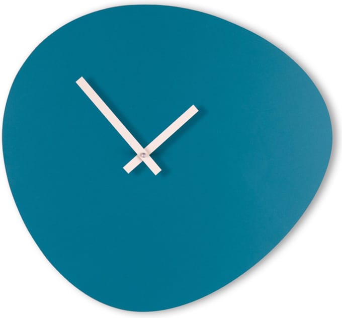 KLOQ - Wandklok 'Pebble' Petrol Blauw & Witte wijzers